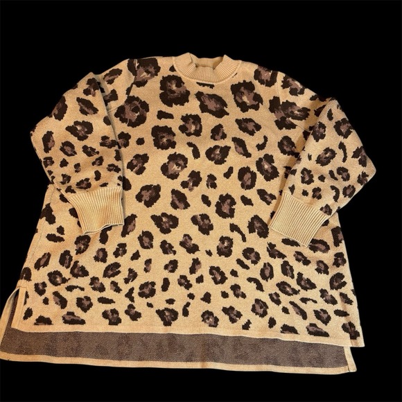 Isaac MIZRAHI Live Women's Sweater 1X Pullover Brown Leopard Print Mob Wife Cozy - Picture 8 of 8